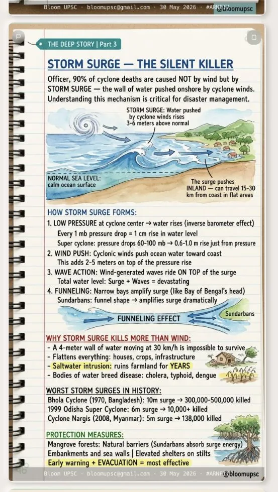 BLOOM illustrated note on Mangroves & climate resilience (Environment) — taught before UPSC Prelims 2026, same method as the APPSC series
