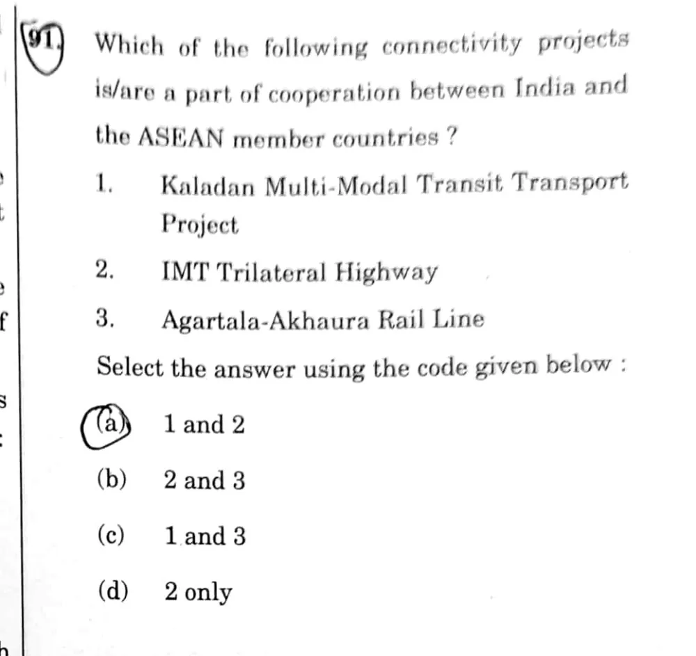 UPSC Prelims 2026 question on India–ASEAN connectivity — covered with the BLOOM note