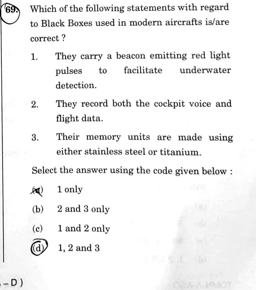 UPSC Prelims 2026 question on Aircraft Black Boxes — covered with the BLOOM note