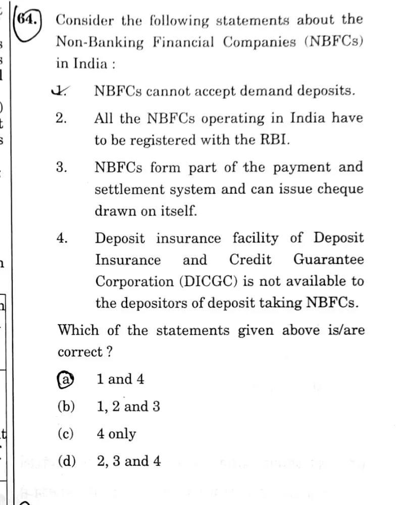 UPSC Prelims 2026 question on NBFCs — covered with the BLOOM note