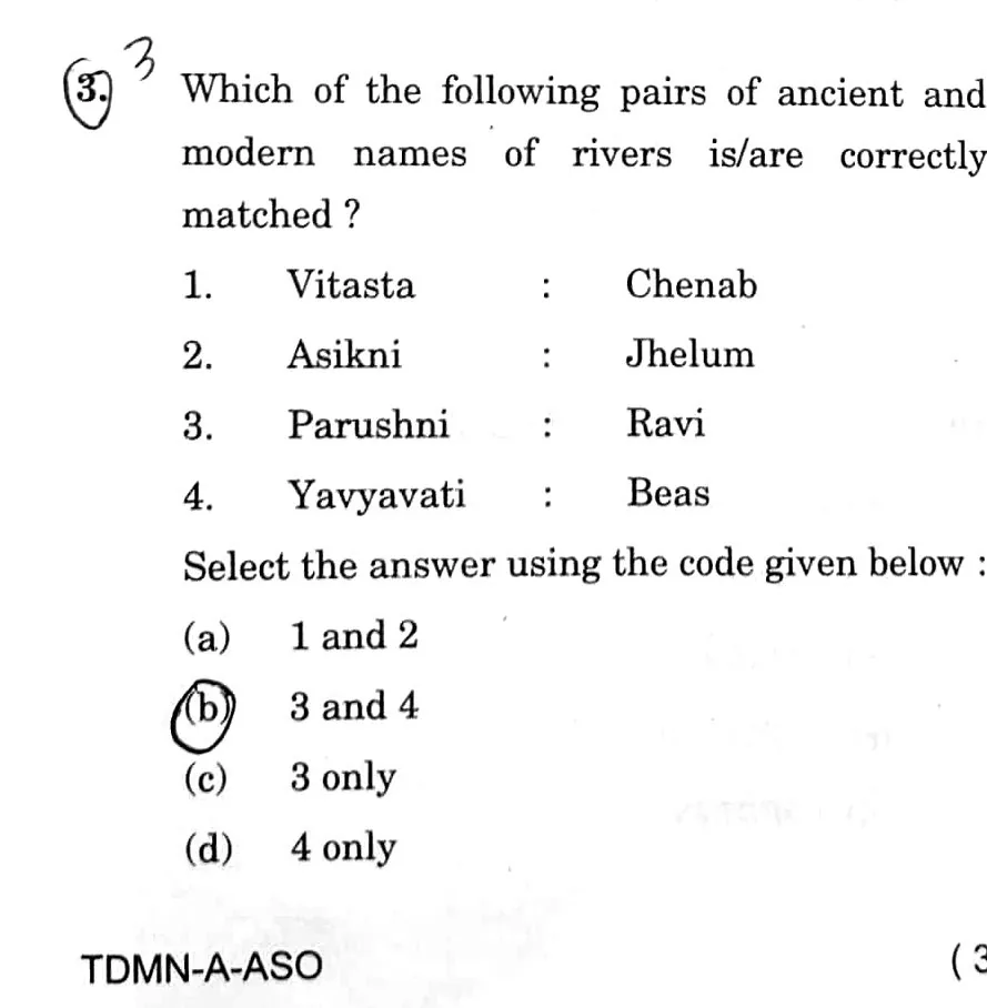 UPSC Prelims 2026 question on Ancient river names — covered with the BLOOM note