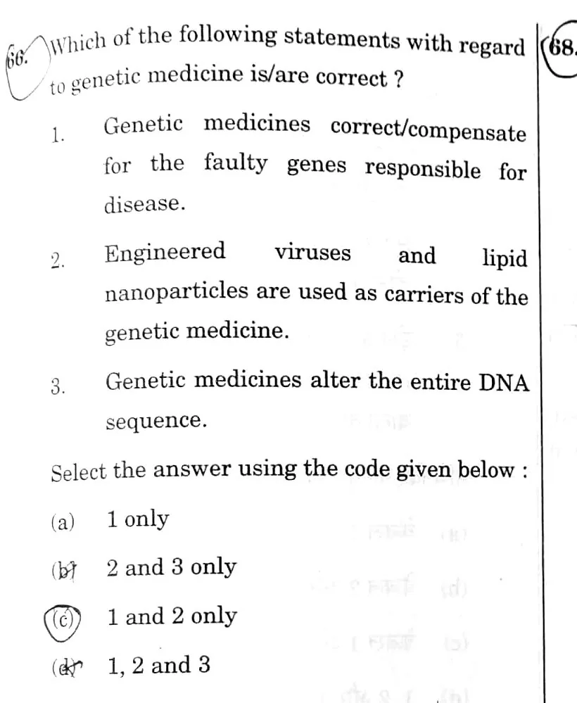 UPSC Prelims 2026 question on Genetic medicine — covered with the BLOOM note