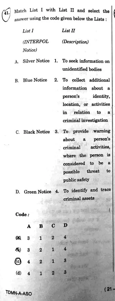UPSC Prelims 2026 question on INTERPOL Notices — covered with the BLOOM note