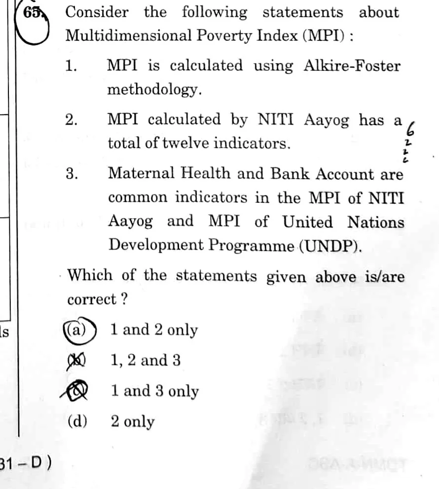 UPSC Prelims 2026 question on Multidimensional Poverty Index — covered with the BLOOM note